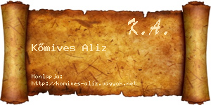 Kőmives Aliz névjegykártya
